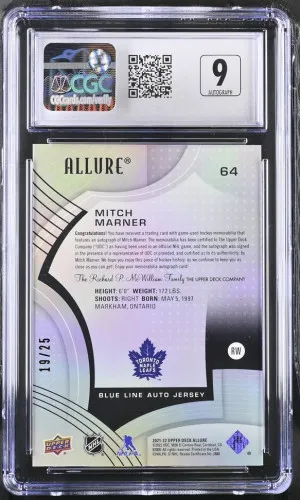 2021-22 Upper Deck Allure Autograph Jerseys #64 Mitch Marner Blue Line back